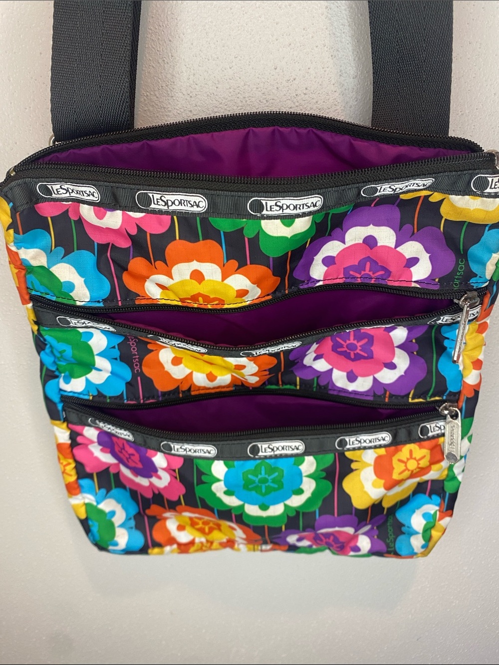 Lesportsac Black Multicolor Floral Crossbody Bag - Picture 9 of 10